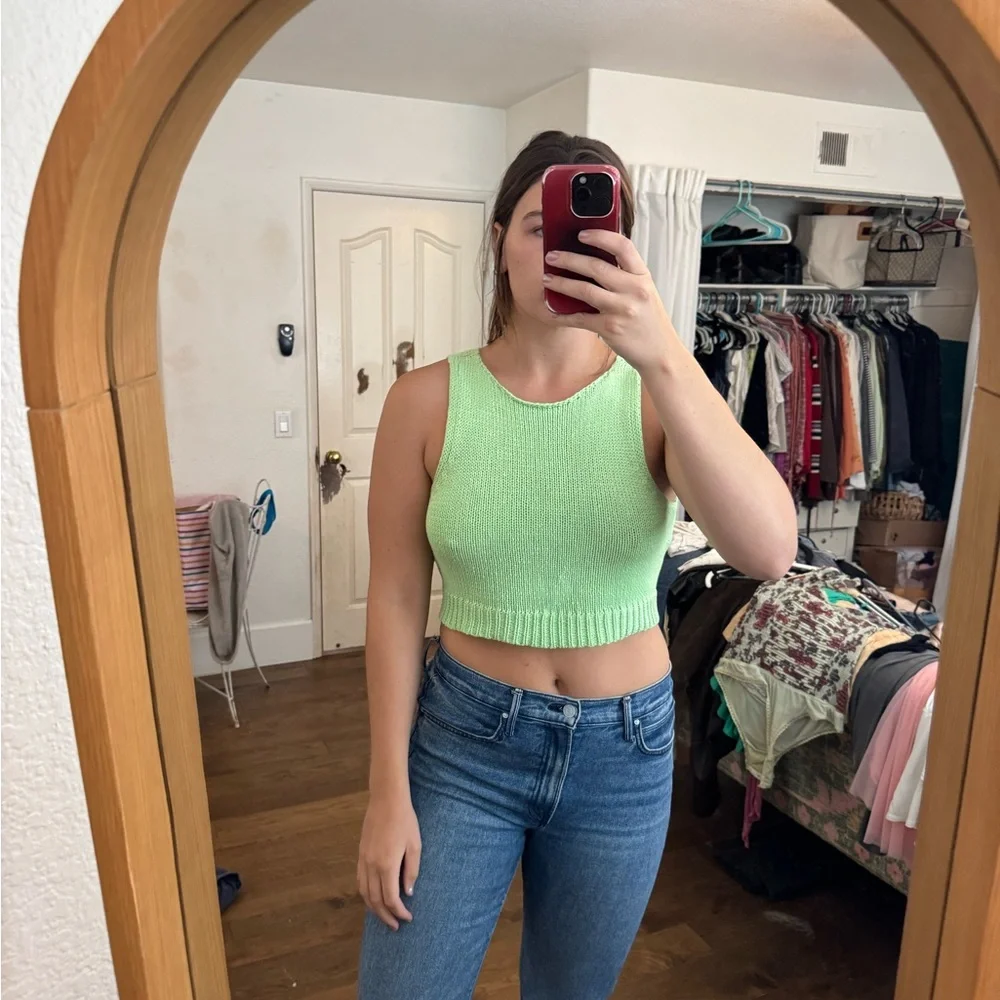 Paloma Wool Mint Green Sleeveless Knit crop top - Picture 1 of 6